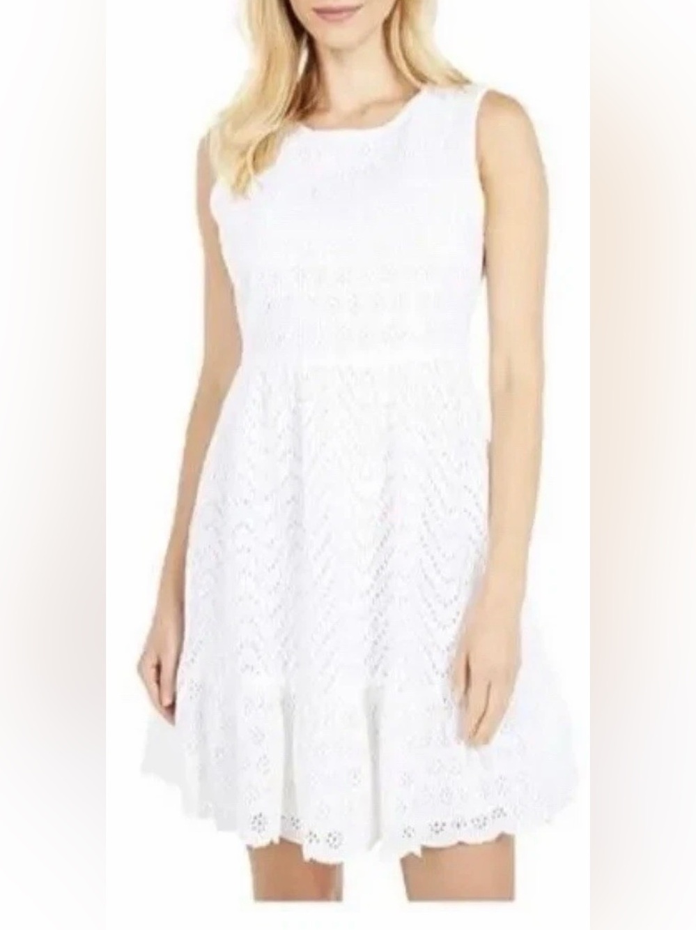 Vineyard vines, Allamanda eyelet sleeveless dress, white, cotton, size 6